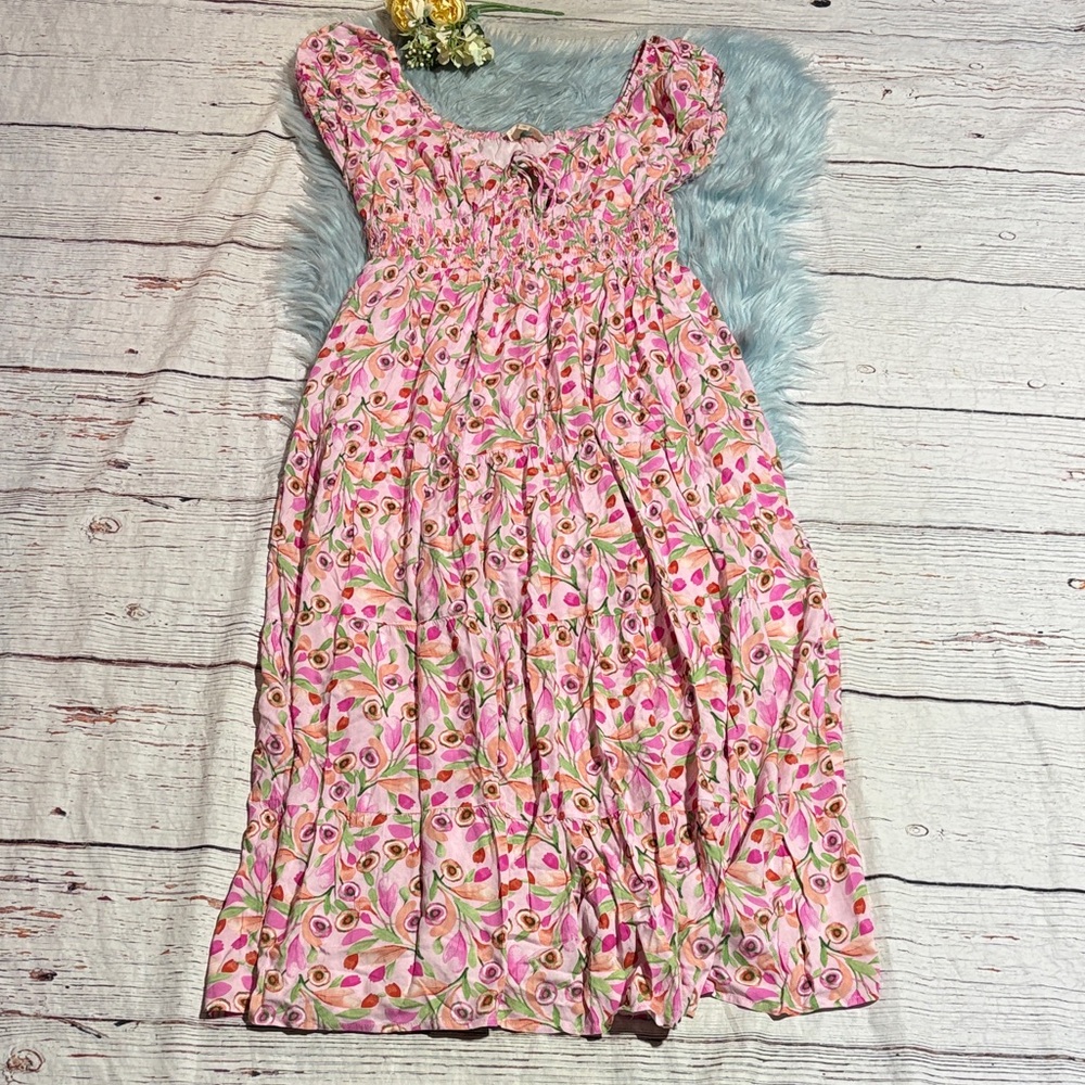 Listicle Pink Floral Mini Bloom Maxi Dress sz L